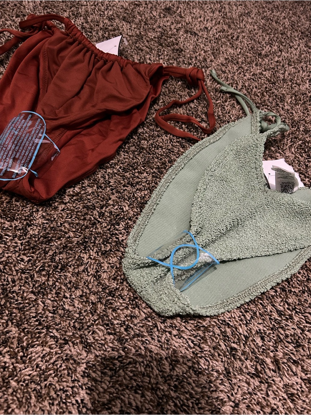 ASOS Two Bikini Bottoms in Rust & Sage Green NWT
